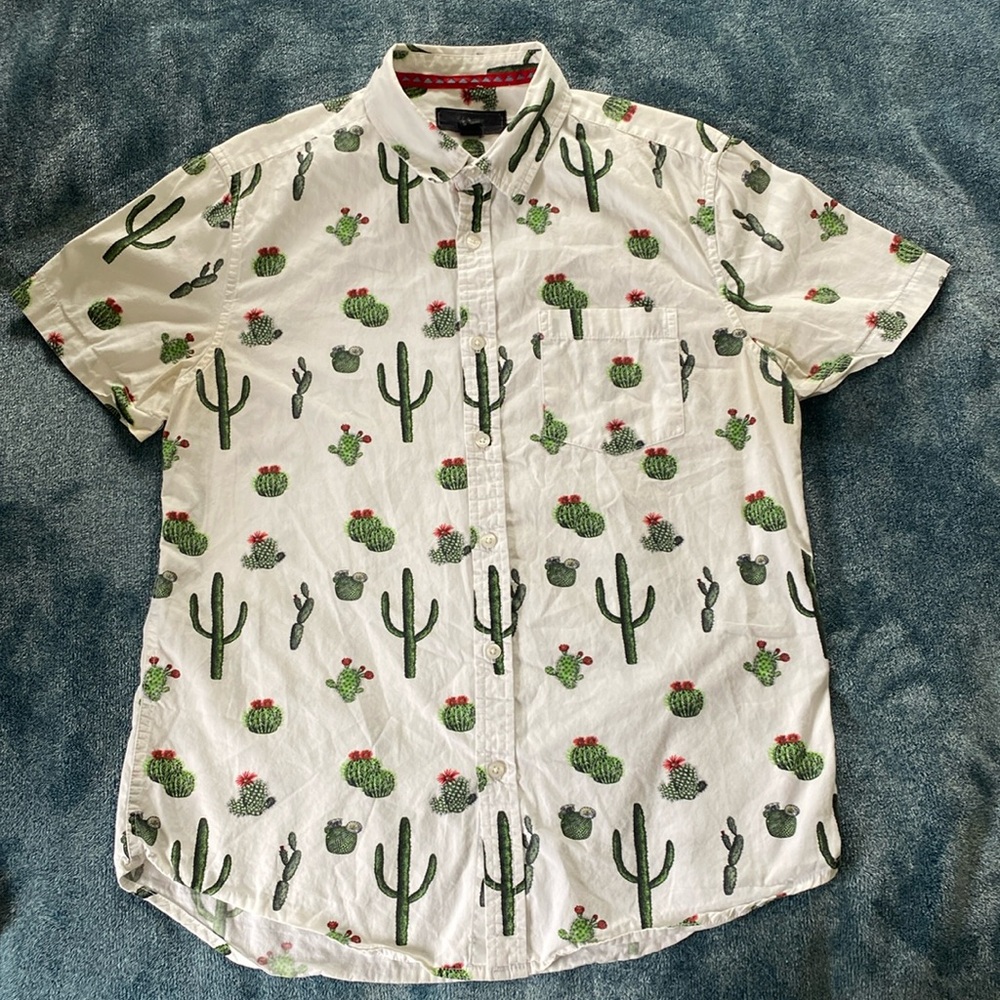 COPY - Cactus Print Mens Medium Button Down Shirt